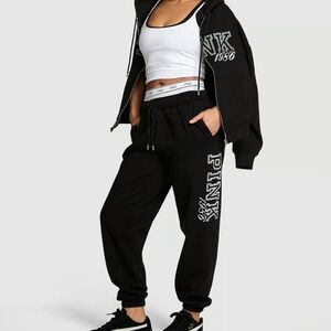 PINK Victoria's Secret Black Joggers with Logo